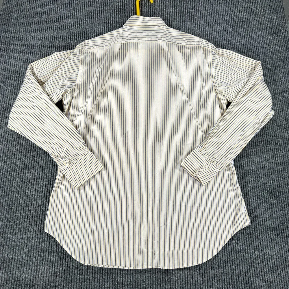 Polo Ralph Lauren Shirt Mens 15.5 34/35 Yellow Striped Long Sleeve Button Andrew